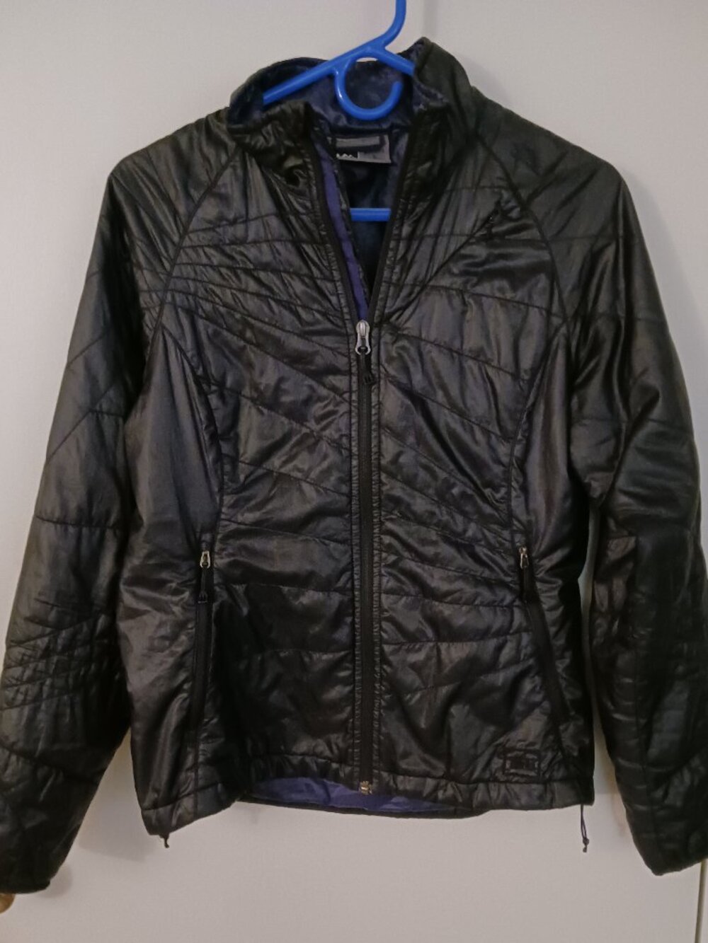 REI Primaloft Women's Puffer Full Zip Black Jacket Lightweight Packable Small